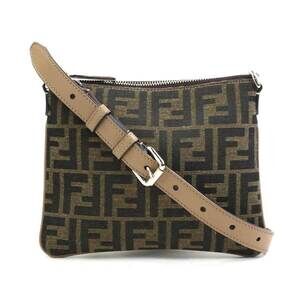 Fendi Zucca After Bag crossbody shoulder brown silver canvas leather